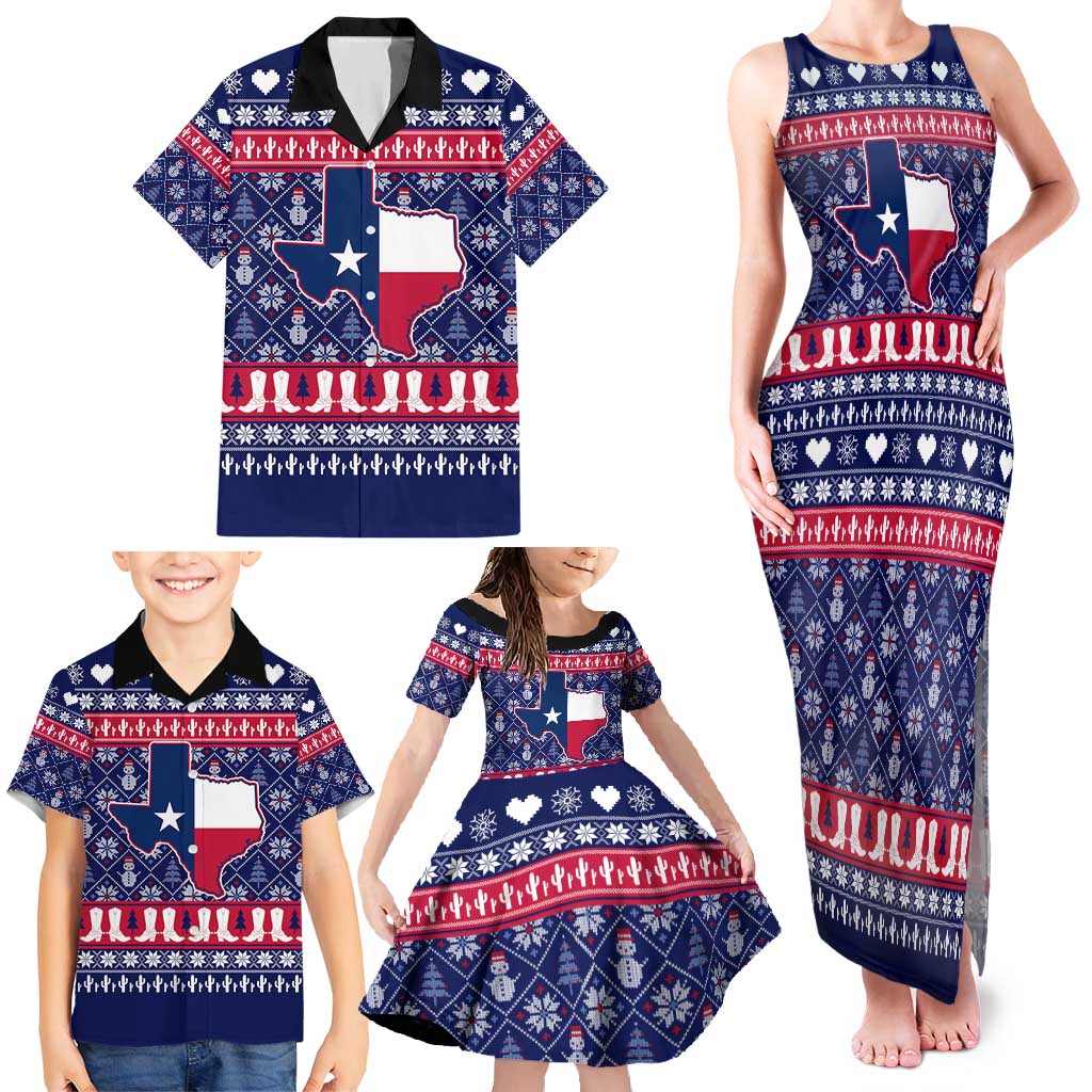Christmas Texas Map Symbols Family Matching Tank Maxi Dress and Hawaiian Shirt Xmas Holiday Patterns - Wonder Print Shop