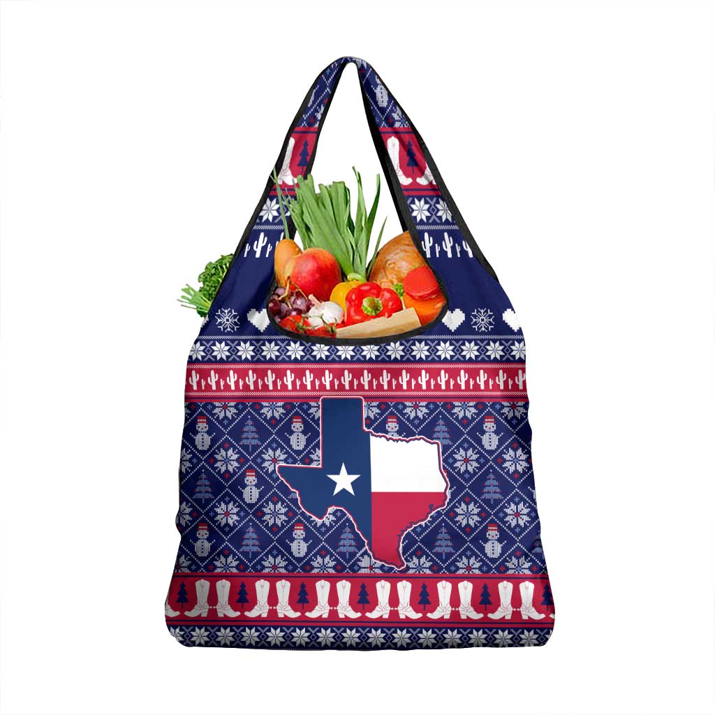 Christmas Texas Map Symbols Grocery Bag Xmas Holiday Patterns - Wonder Print Shop