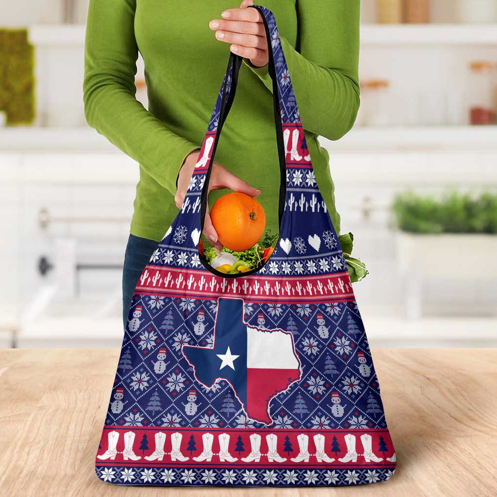 Christmas Texas Map Symbols Grocery Bag Xmas Holiday Patterns - Wonder Print Shop