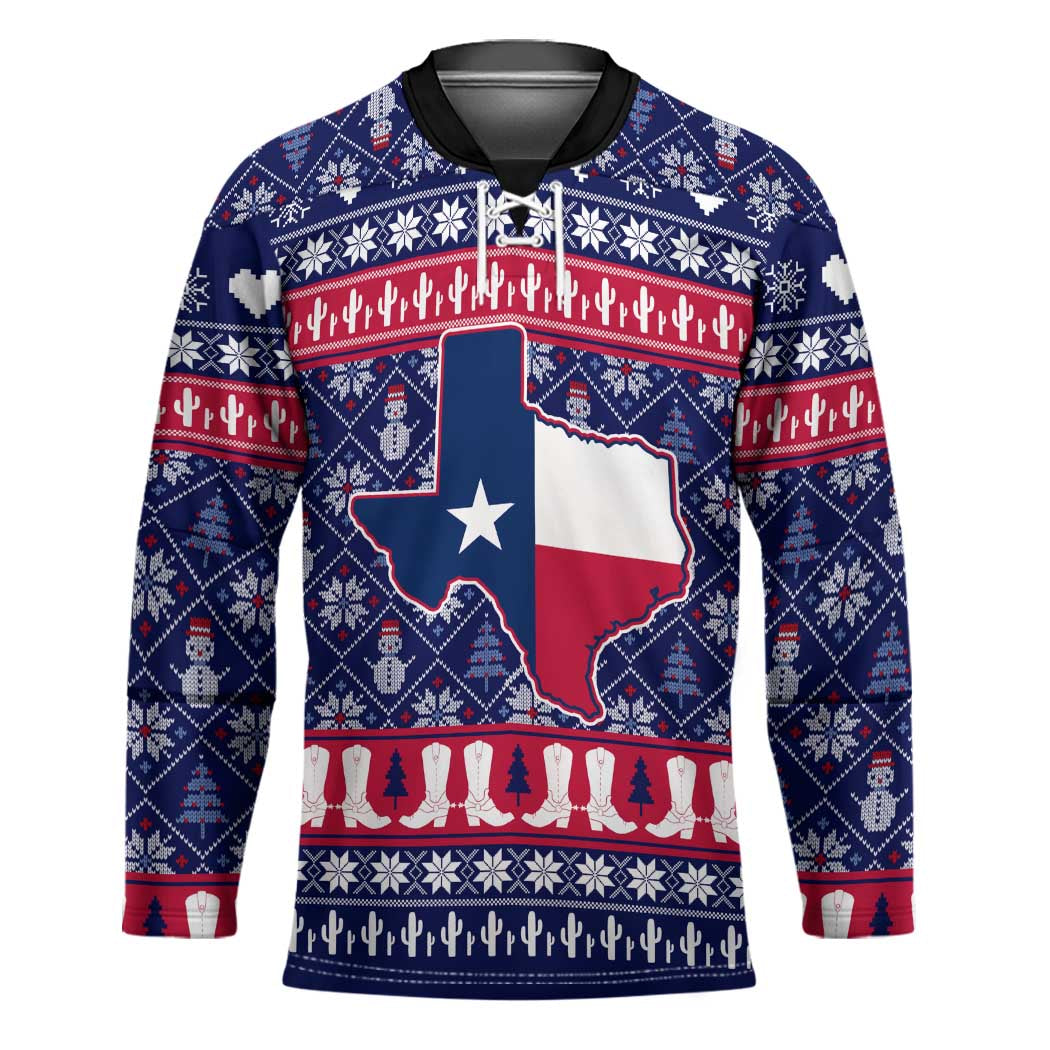 Christmas Texas Map Symbols Hockey Jersey Xmas Holiday Patterns - Wonder Print Shop