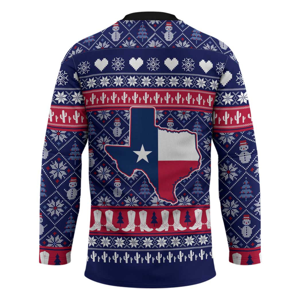 Christmas Texas Map Symbols Hockey Jersey Xmas Holiday Patterns - Wonder Print Shop