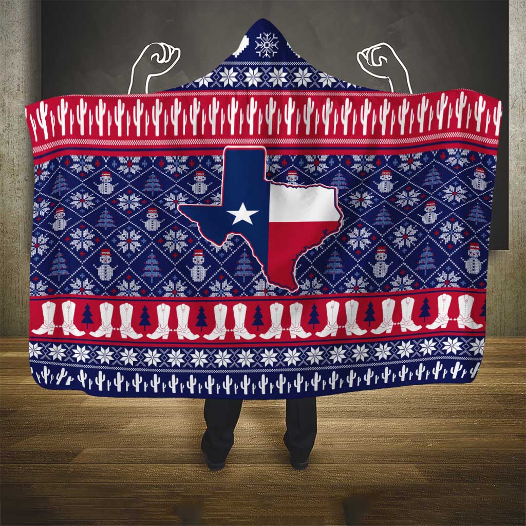 Christmas Texas Map Symbols Hooded Blanket Xmas Holiday Patterns - Wonder Print Shop
