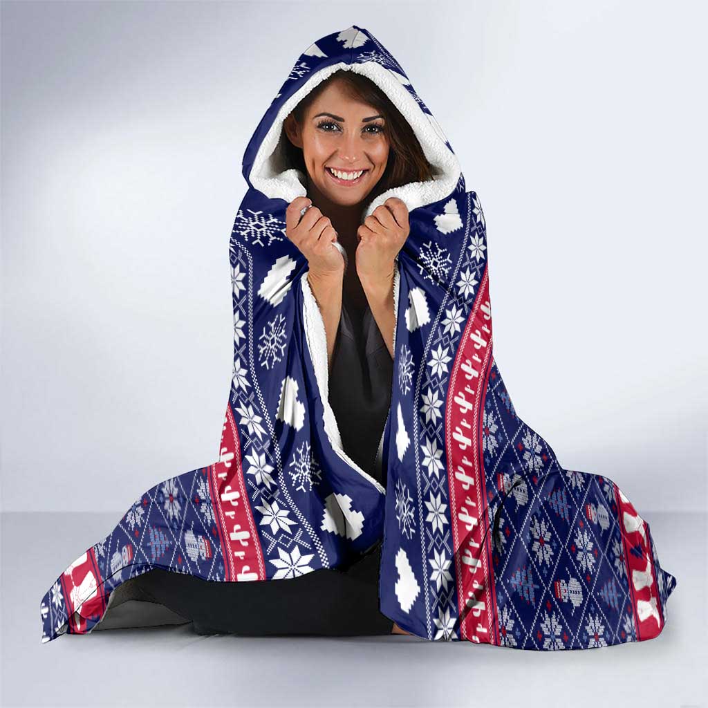 Christmas Texas Map Symbols Hooded Blanket Xmas Holiday Patterns - Wonder Print Shop