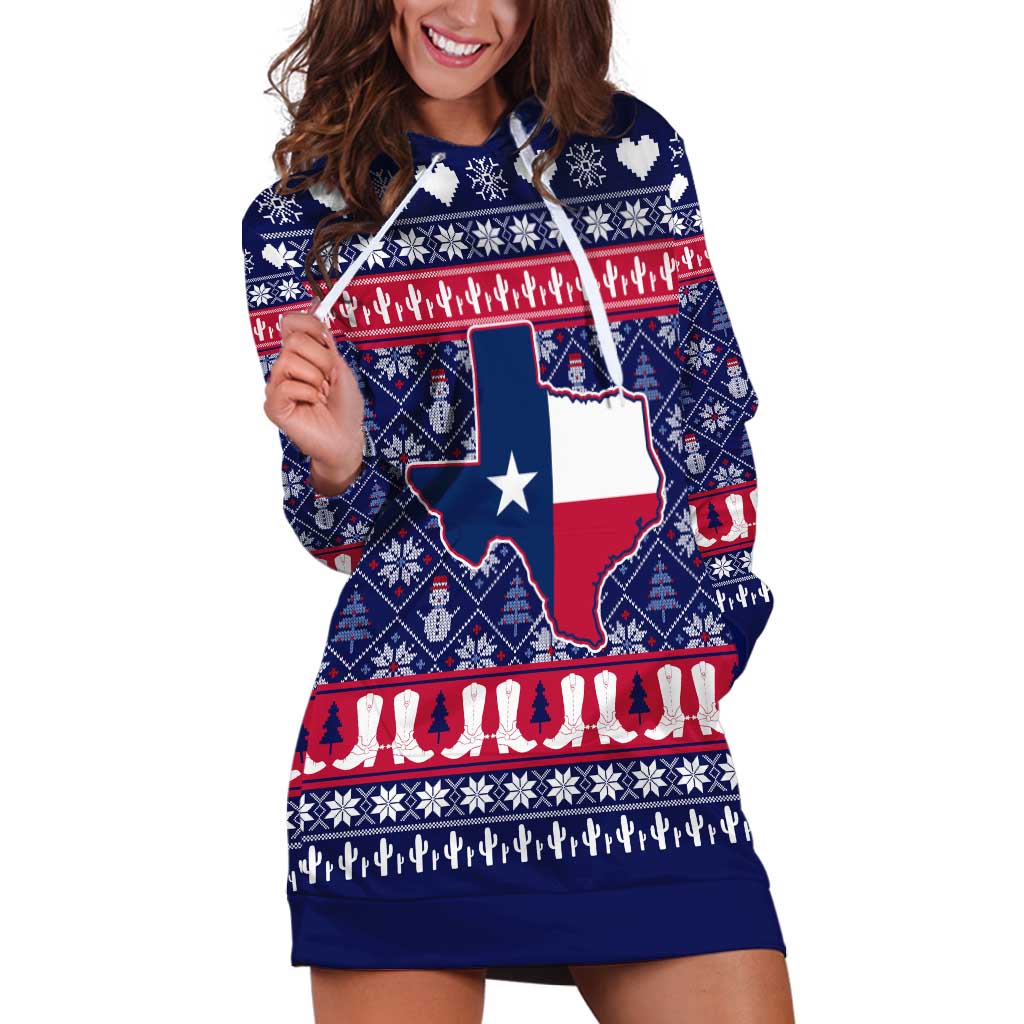 Christmas Texas Map Symbols Hoodie Dress Xmas Holiday Patterns - Wonder Print Shop