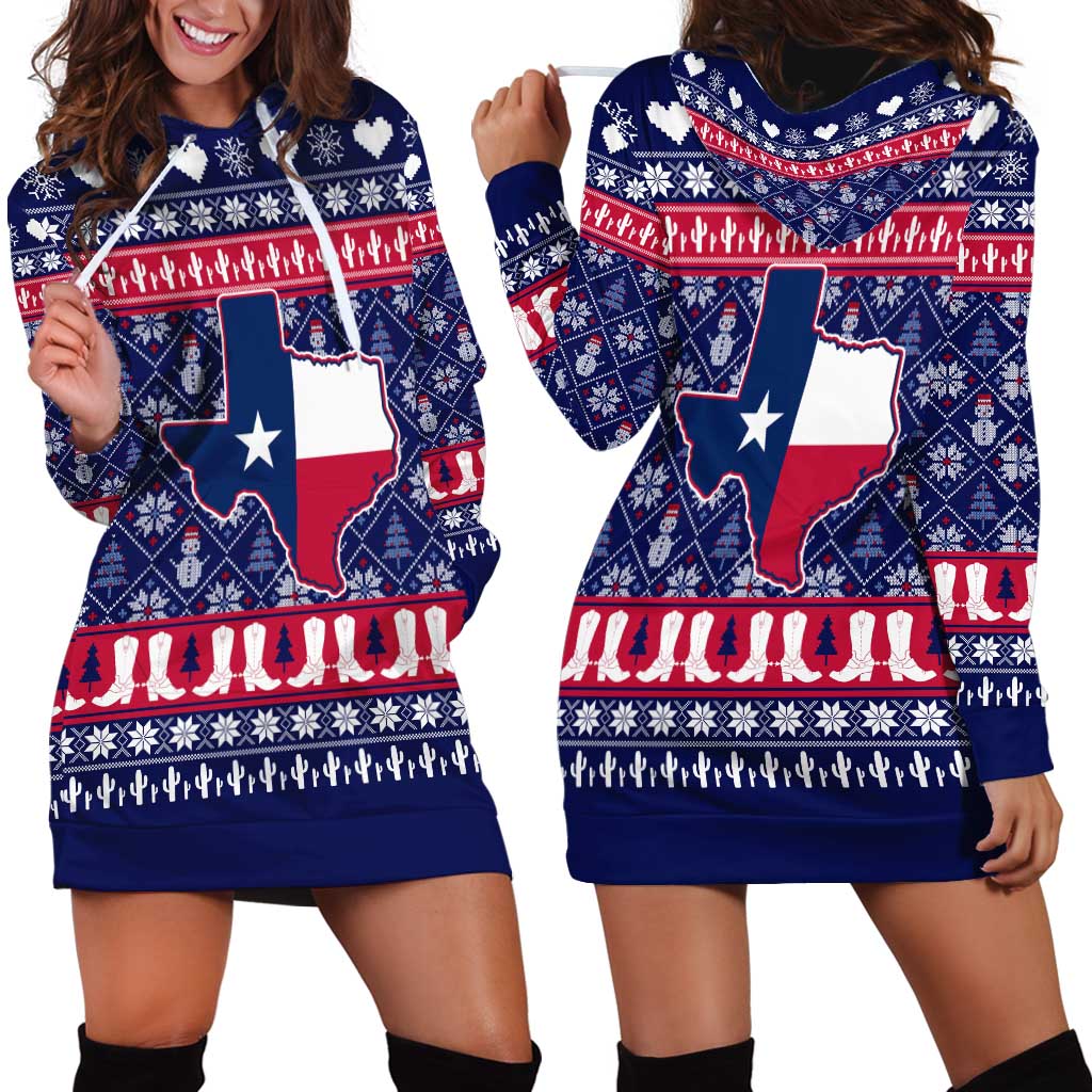 Christmas Texas Map Symbols Hoodie Dress Xmas Holiday Patterns - Wonder Print Shop