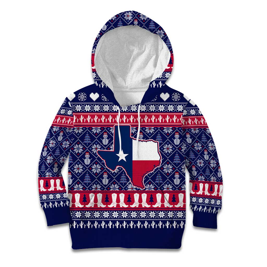 Christmas Texas Map Symbols Kid Hoodie Xmas Holiday Patterns - Wonder Print Shop