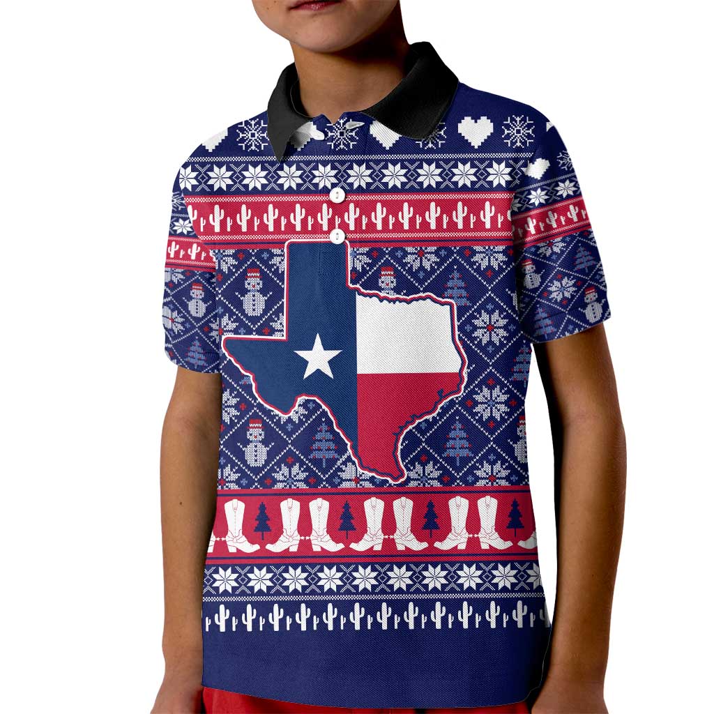 Christmas Texas Map Symbols Kid Polo Shirt Xmas Holiday Patterns - Wonder Print Shop