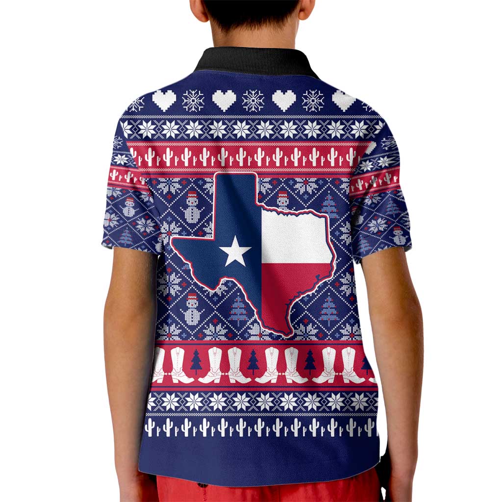 Christmas Texas Map Symbols Kid Polo Shirt Xmas Holiday Patterns - Wonder Print Shop