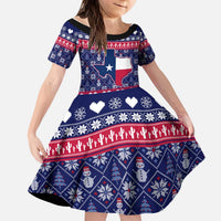 Christmas Texas Map Symbols Kid Short Sleeve Dress Xmas Holiday Patterns - Wonder Print Shop