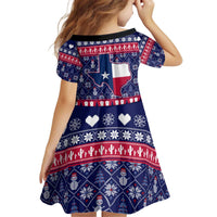Christmas Texas Map Symbols Kid Short Sleeve Dress Xmas Holiday Patterns - Wonder Print Shop