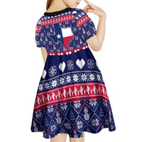 Christmas Texas Map Symbols Kid Short Sleeve Dress Xmas Holiday Patterns - Wonder Print Shop