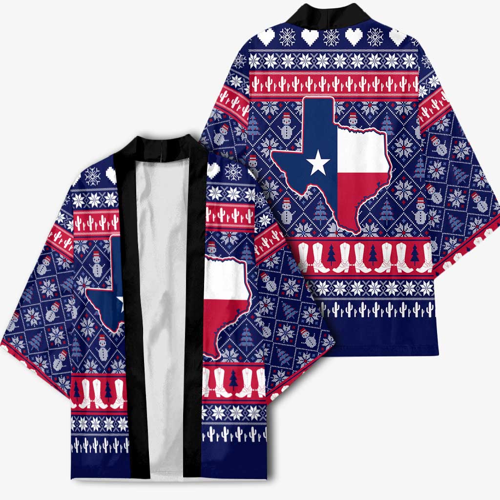 Christmas Texas Map Symbols Kimono Xmas Holiday Patterns - Wonder Print Shop