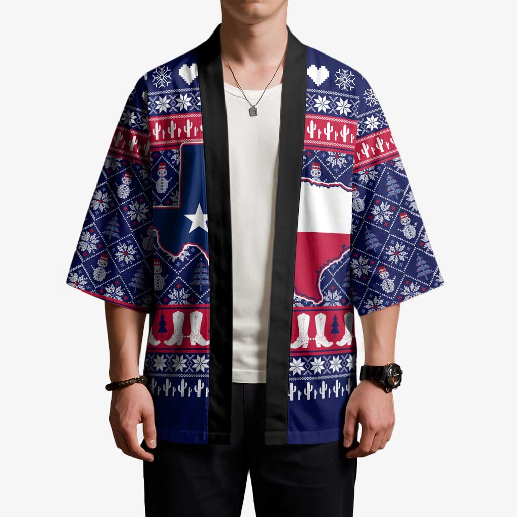 Christmas Texas Map Symbols Kimono Xmas Holiday Patterns - Wonder Print Shop