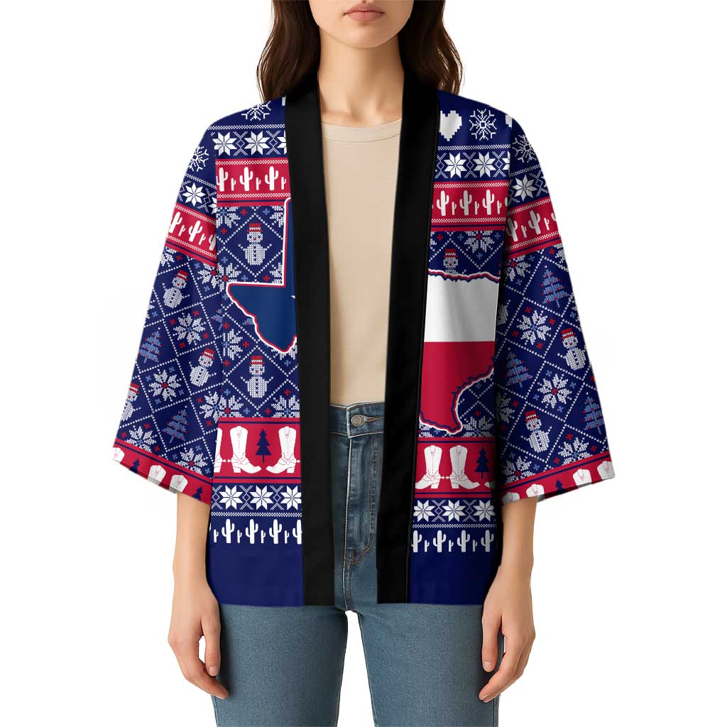 Christmas Texas Map Symbols Kimono Xmas Holiday Patterns - Wonder Print Shop