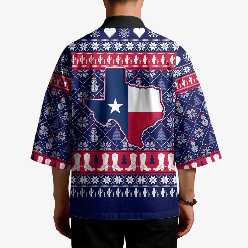 Christmas Texas Map Symbols Kimono Xmas Holiday Patterns - Wonder Print Shop