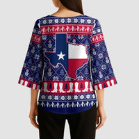 Christmas Texas Map Symbols Kimono Sleeve Blouse Xmas Holiday Patterns - Wonder Print Shop