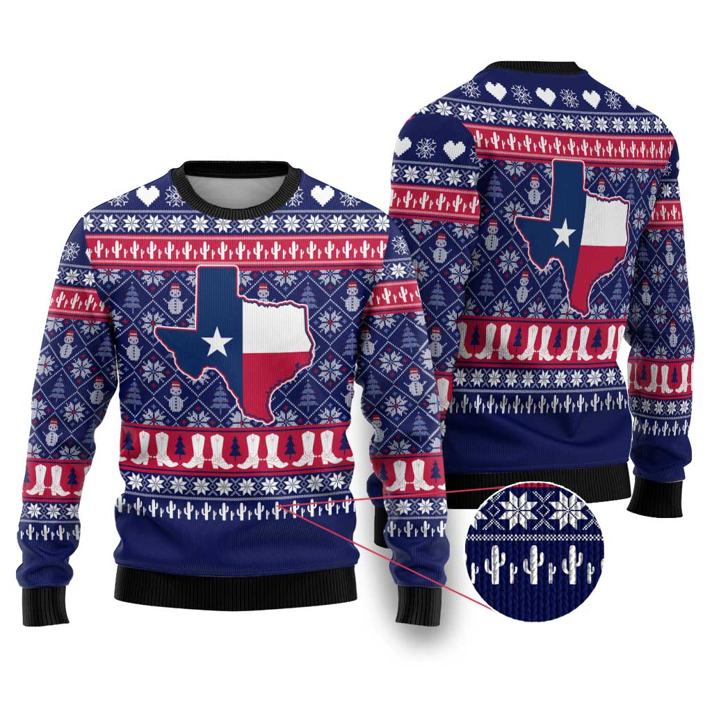 Christmas Texas Map Symbols Ugly Christmas Sweater Xmas Holiday Patterns - Wonder Print Shop
