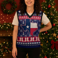 Christmas Texas Map Symbols Christmas Knitted V-Neck Vest Xmas Holiday Patterns - Wonder Print Shop