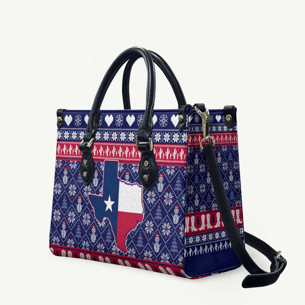 Christmas Texas Map Symbols Leather Bag Xmas Holiday Patterns - Wonder Print Shop