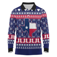 Christmas Texas Map Symbols Long Sleeve Polo Shirt Xmas Holiday Patterns - Wonder Print Shop