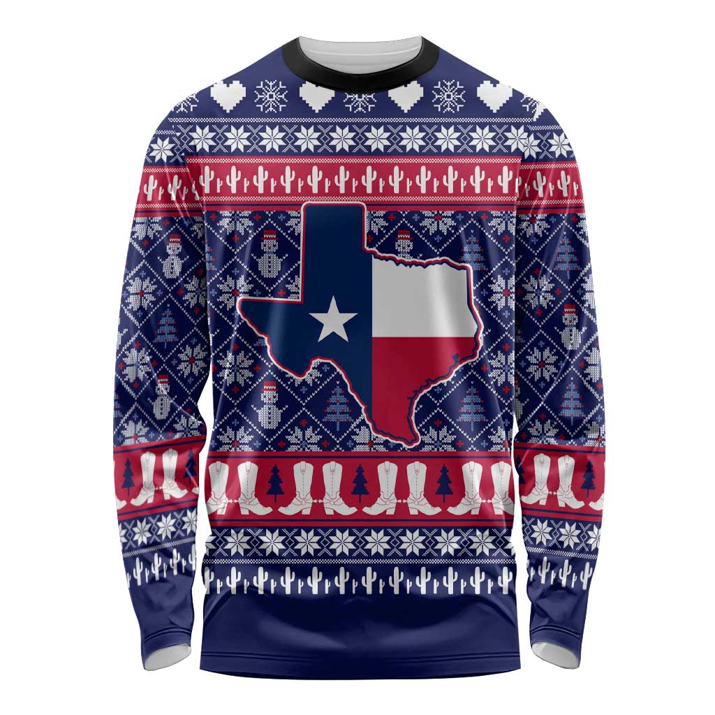 Christmas Texas Map Symbols Long Sleeve Shirt Xmas Holiday Patterns - Wonder Print Shop