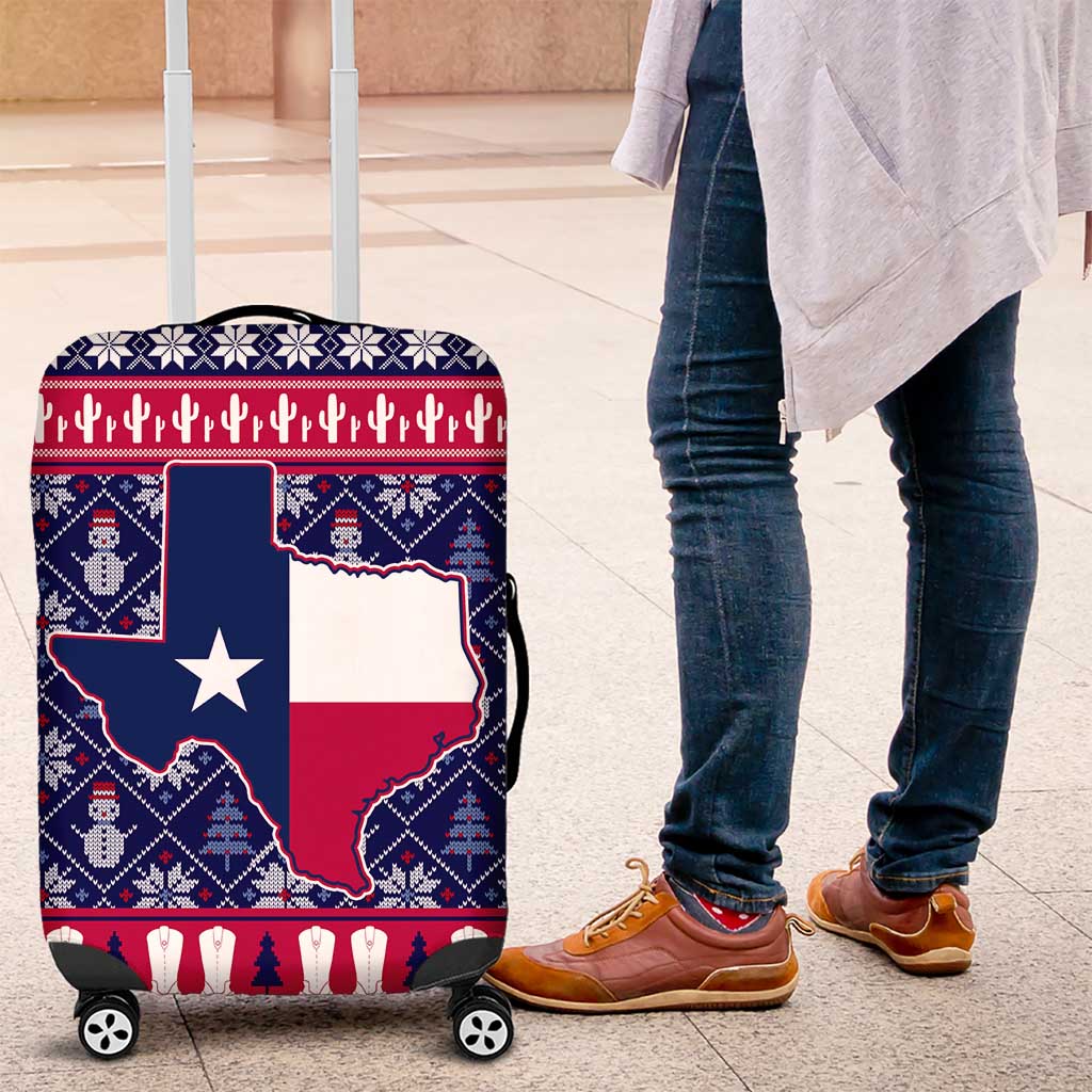 Christmas Texas Map Symbols Luggage Cover Xmas Holiday Patterns - Wonder Print Shop