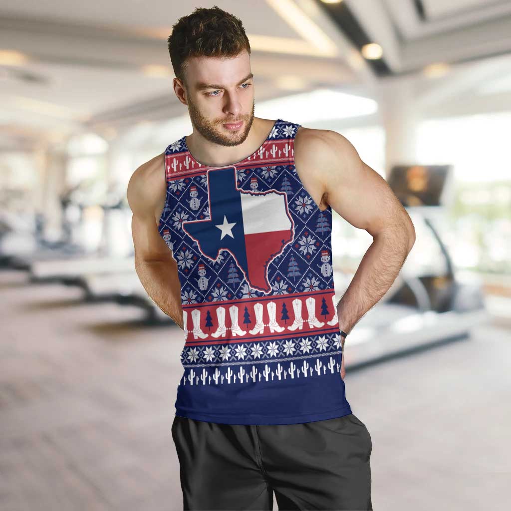 Christmas Texas Map Symbols Men Tank Top Xmas Holiday Patterns - Wonder Print Shop