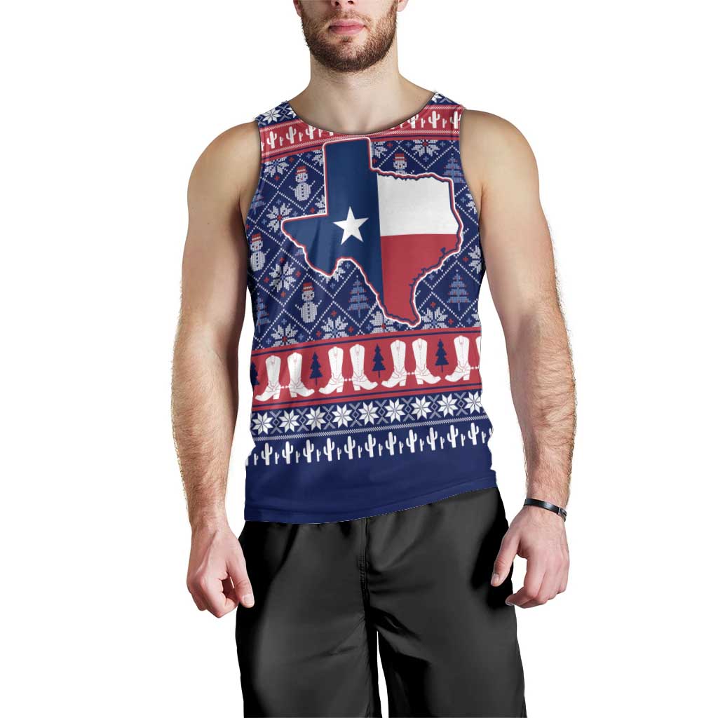 Christmas Texas Map Symbols Men Tank Top Xmas Holiday Patterns - Wonder Print Shop