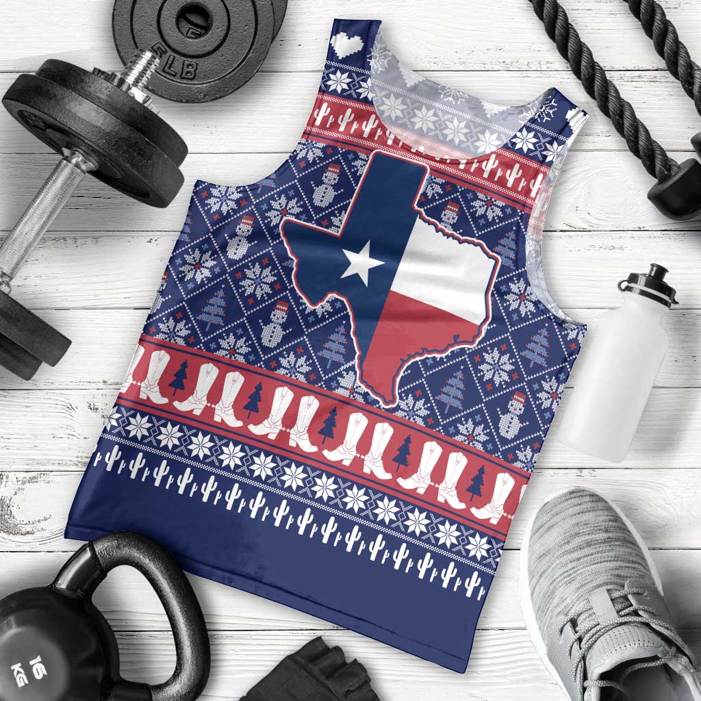 Christmas Texas Map Symbols Men Tank Top Xmas Holiday Patterns - Wonder Print Shop