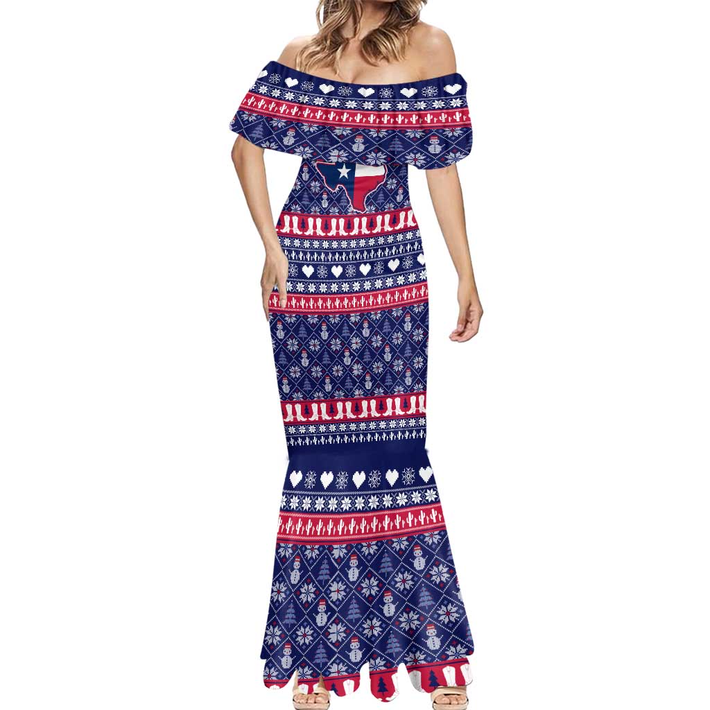 Christmas Texas Map Symbols Mermaid Dress Xmas Holiday Patterns - Wonder Print Shop