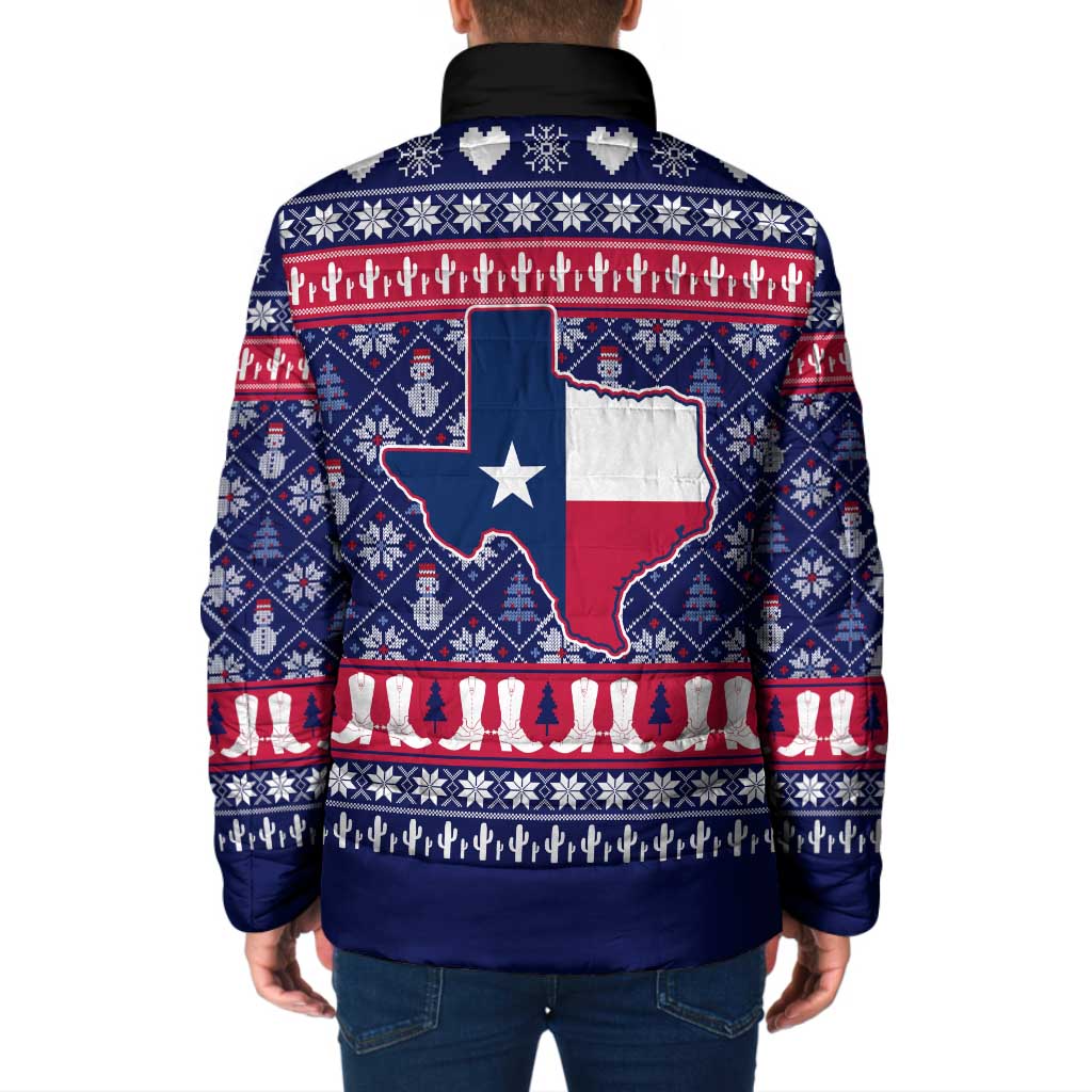 Christmas Texas Map Symbols Padded Jacket Xmas Holiday Patterns - Wonder Print Shop