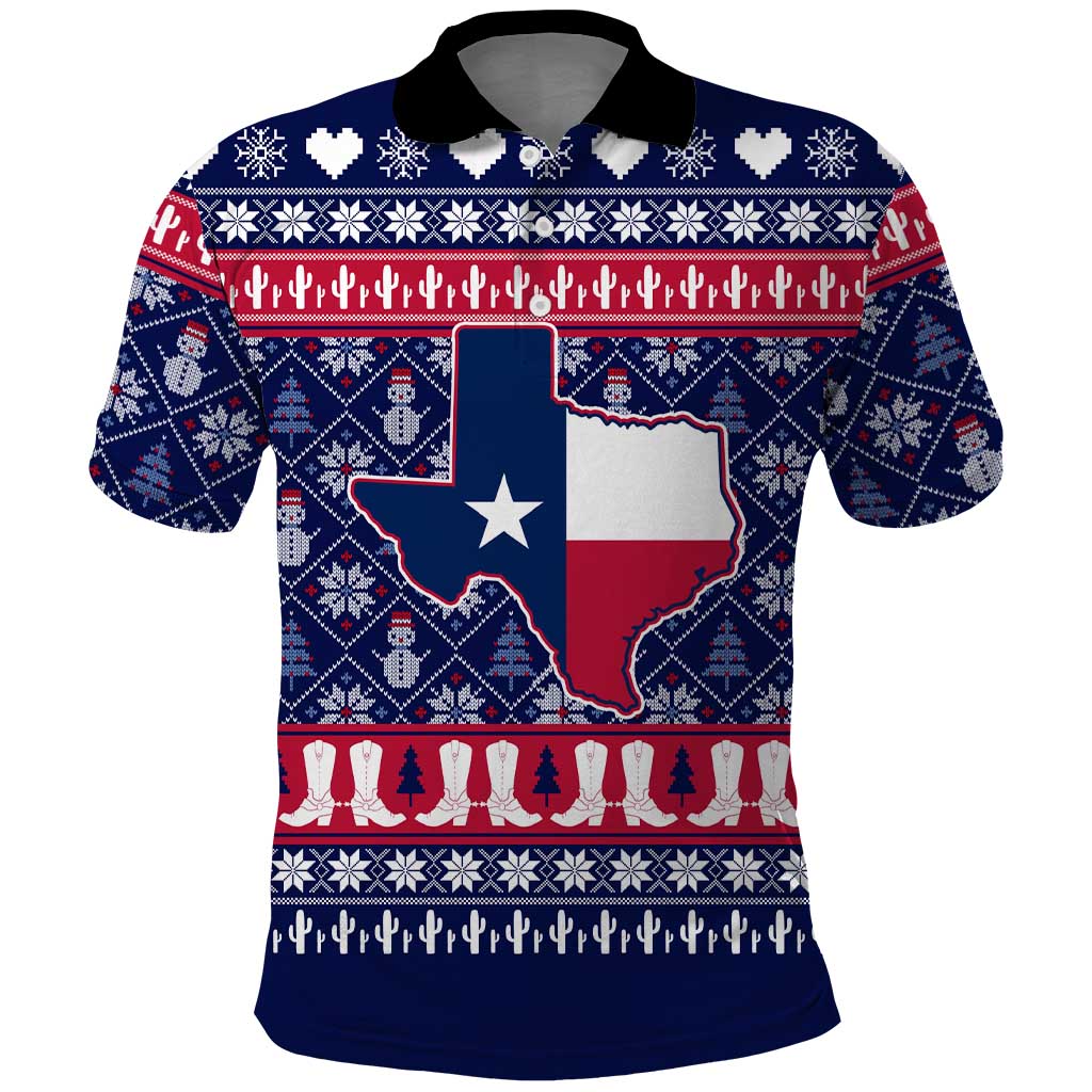 Christmas Texas Map Symbols Polo Shirt Xmas Holiday Patterns - Wonder Print Shop