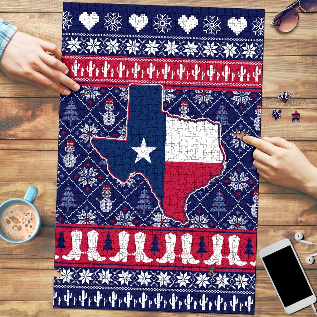 Christmas Texas Map Symbols Puzzle Xmas Holiday Patterns - Wonder Print Shop