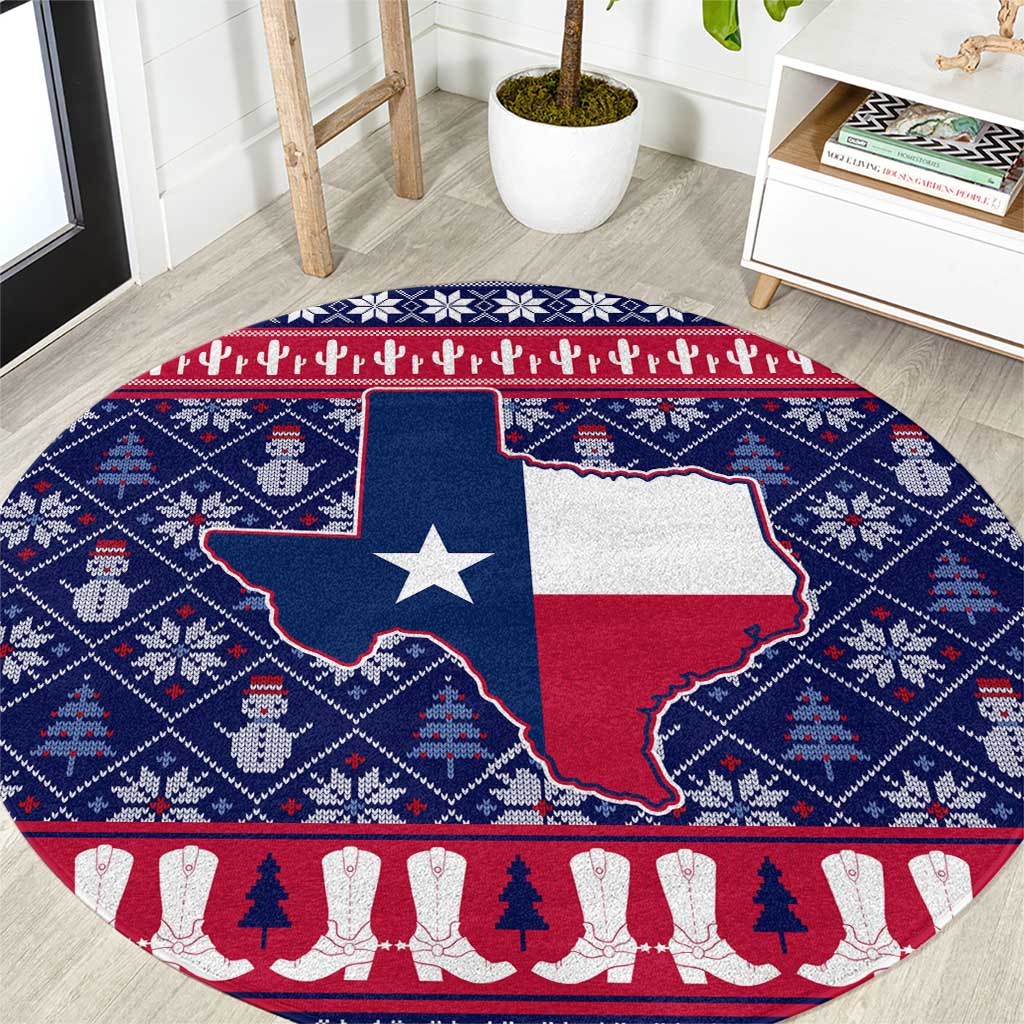 Christmas Texas Map Symbols Round Carpet Xmas Holiday Patterns - Wonder Print Shop
