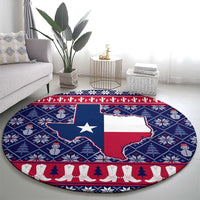 Christmas Texas Map Symbols Round Carpet Xmas Holiday Patterns - Wonder Print Shop