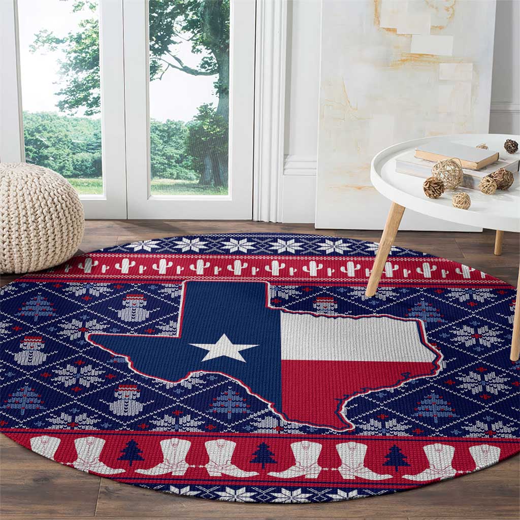 Christmas Texas Map Symbols Round Carpet Xmas Holiday Patterns - Wonder Print Shop