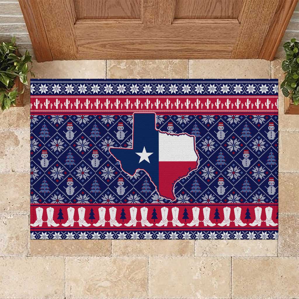 Christmas Texas Map Symbols Rubber Doormat Xmas Holiday Patterns - Wonder Print Shop
