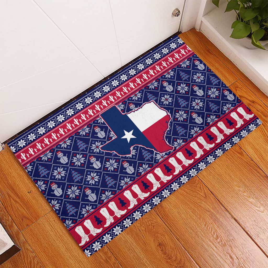 Christmas Texas Map Symbols Rubber Doormat Xmas Holiday Patterns - Wonder Print Shop