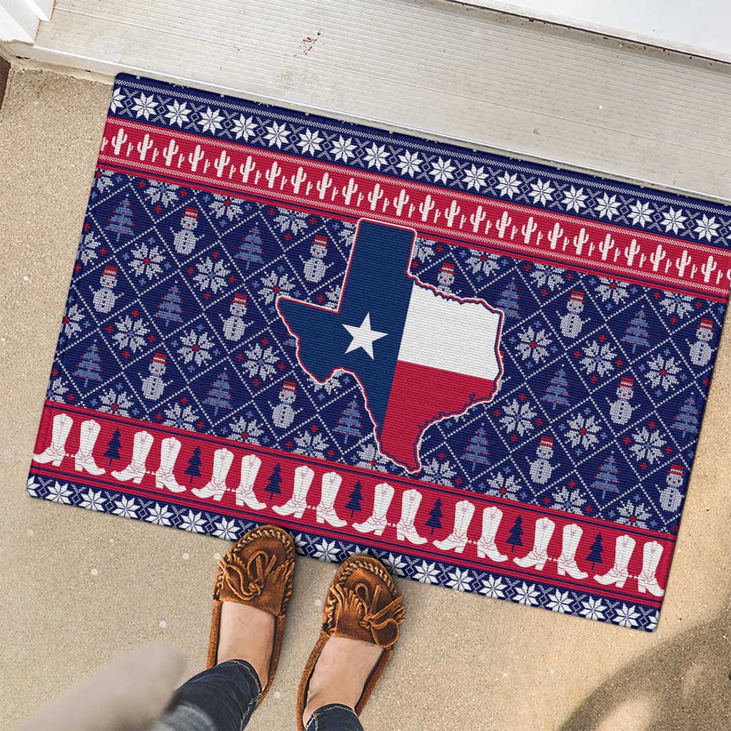 Christmas Texas Map Symbols Rubber Doormat Xmas Holiday Patterns - Wonder Print Shop
