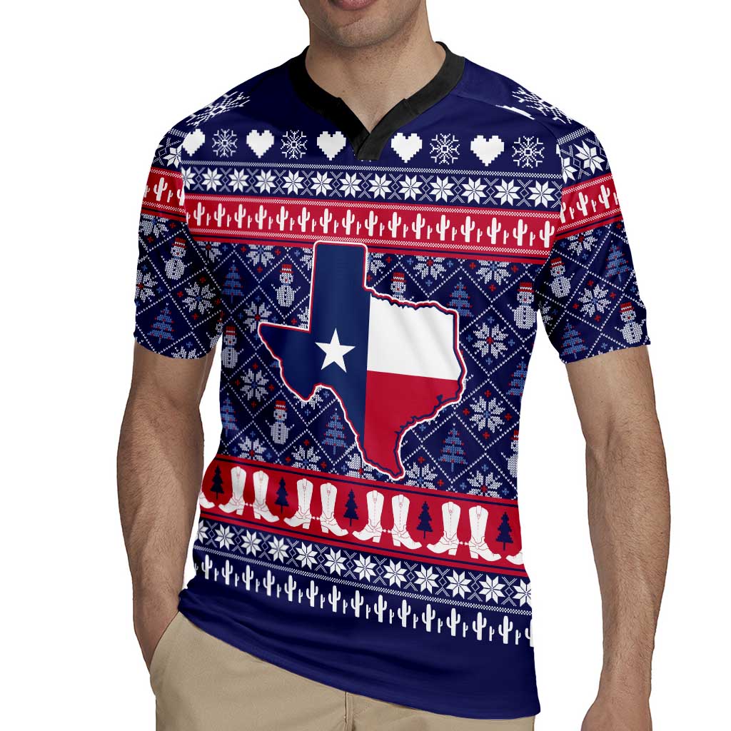 Christmas Texas Map Symbols Rugby Jersey Xmas Holiday Patterns - Wonder Print Shop