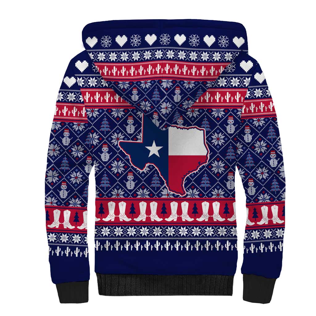Christmas Texas Map Symbols Sherpa Hoodie Xmas Holiday Patterns - Wonder Print Shop