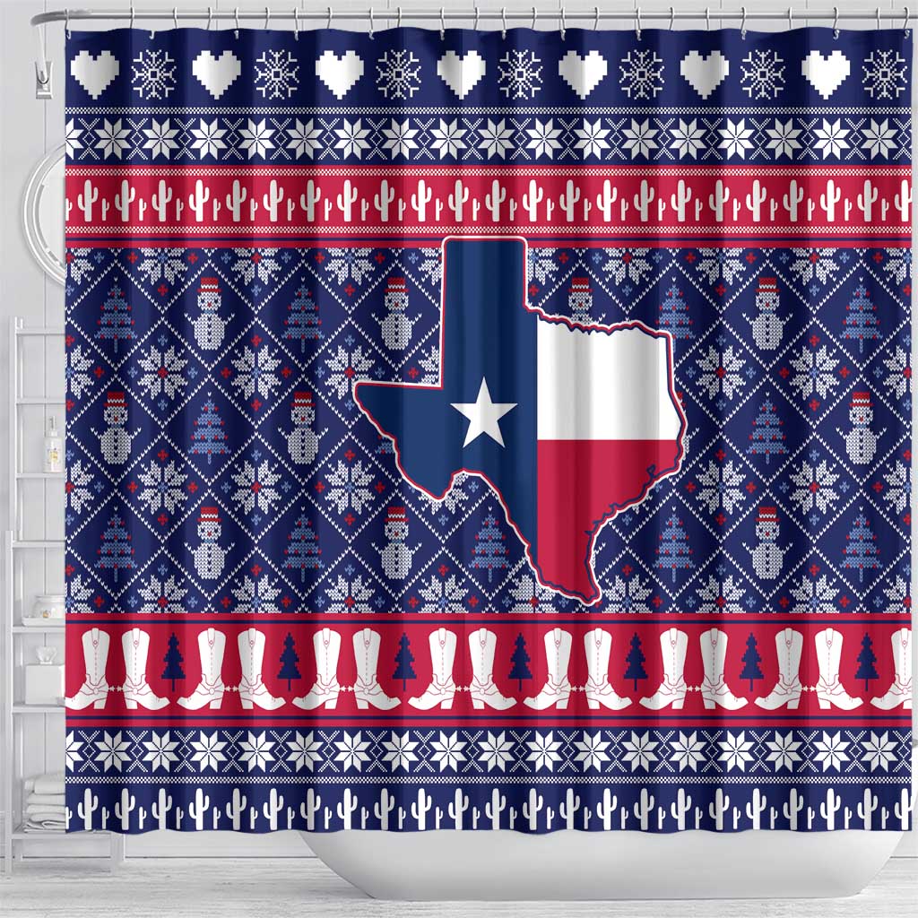 Christmas Texas Map Symbols Shower Curtain Xmas Holiday Patterns - Wonder Print Shop