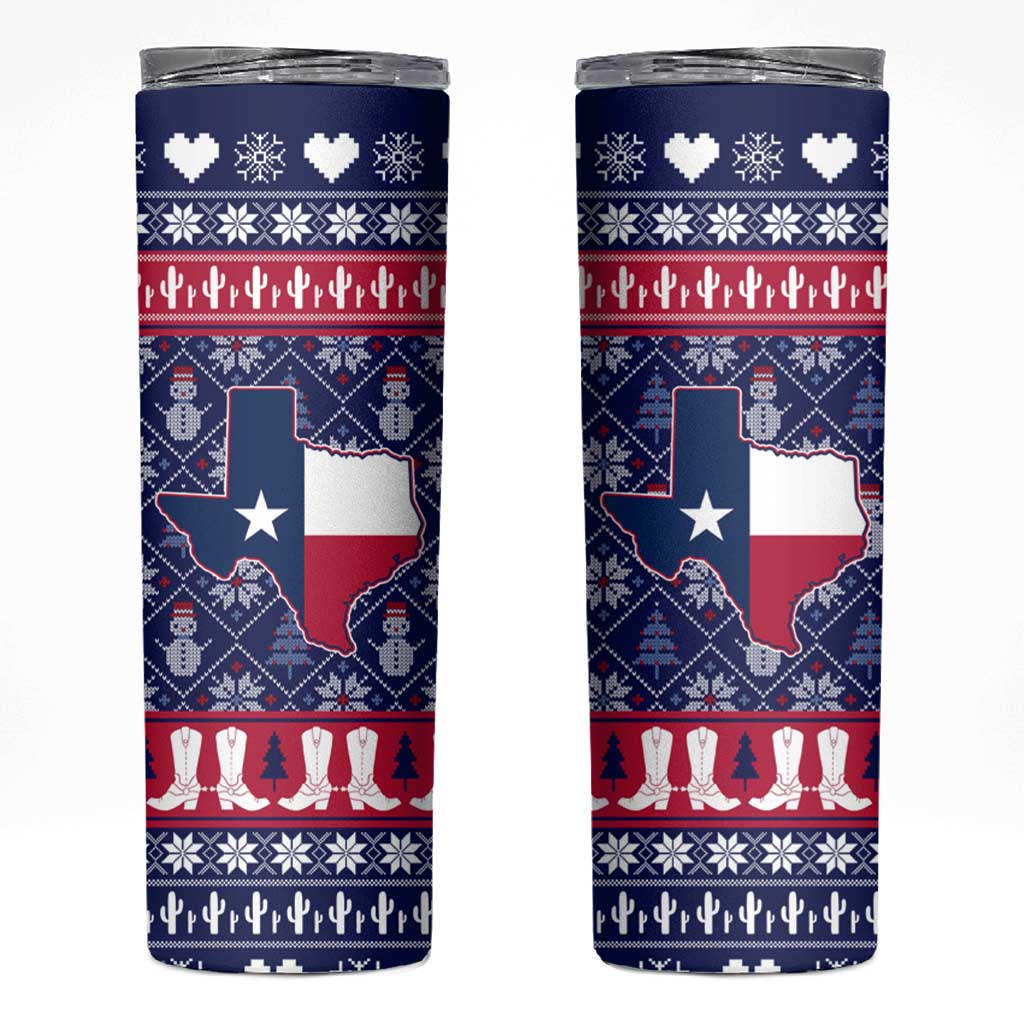 Christmas Texas Map Symbols Skinny Tumbler Xmas Holiday Patterns - Wonder Print Shop