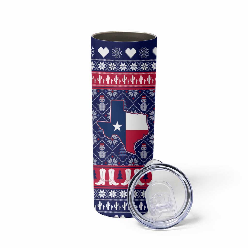 Christmas Texas Map Symbols Skinny Tumbler Xmas Holiday Patterns - Wonder Print Shop