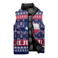 Christmas Texas Map Symbols Sleeveless Puffer Jacket Xmas Holiday Patterns - Wonder Print Shop