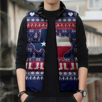 Christmas Texas Map Symbols Sleeveless Puffer Jacket Xmas Holiday Patterns - Wonder Print Shop