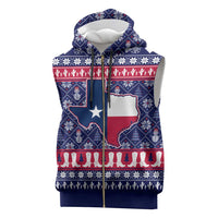 Christmas Texas Map Symbols Sleeveless Zip Hoodie Xmas Holiday Patterns - Wonder Print Shop