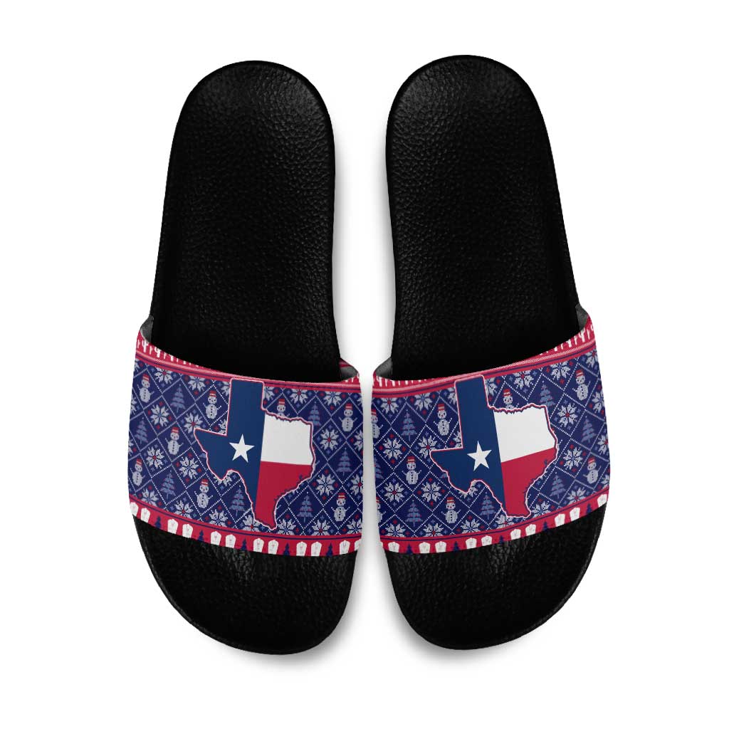 Christmas Texas Map Symbols Slide Sandals Xmas Holiday Patterns - Wonder Print Shop