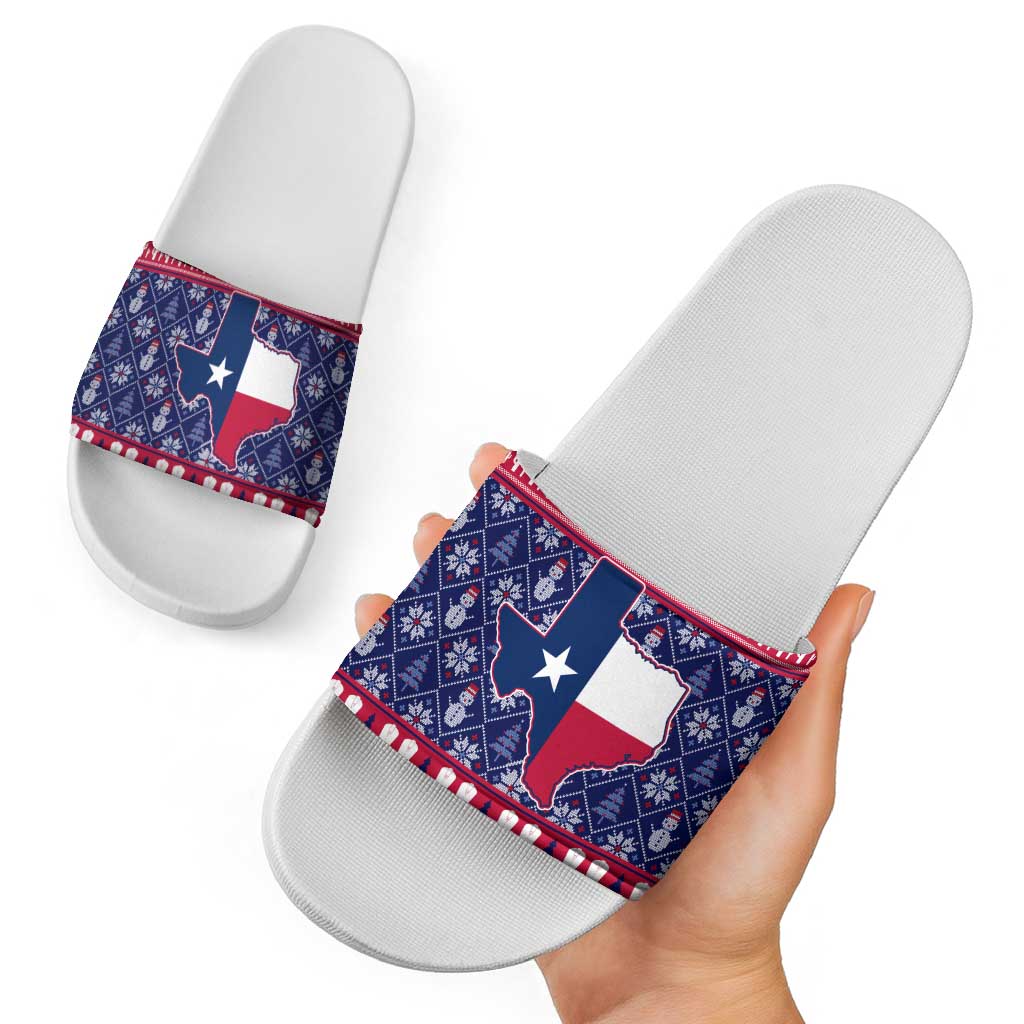 Christmas Texas Map Symbols Slide Sandals Xmas Holiday Patterns - Wonder Print Shop
