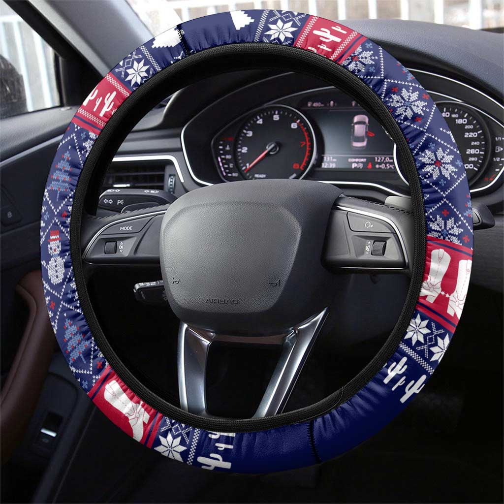 Christmas Texas Map Symbols Steering Wheel Cover Xmas Holiday Patterns - Wonder Print Shop